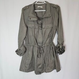 Grey Military Shacket‎ Lightweight Utility Coat Womens
